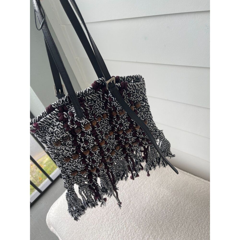 ZARA BRAIDED TOTE Bag With Wooden Beads